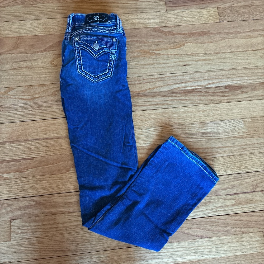 Miss Me Royal Blue Embroidered Pocket Skinny Jeans